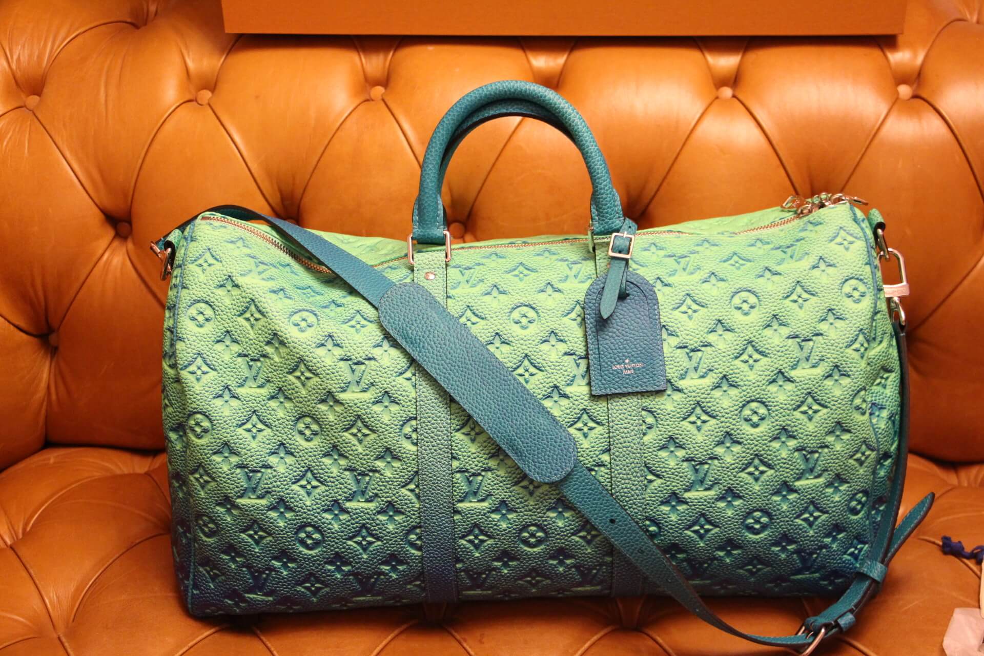 Louis Vuitton Green Keepall - 12 For Sale on 1stDibs  louis vuitton  keepall green, lv green duffle bag, louis vuitton duffle bag green