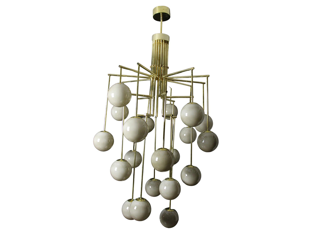 Italian brass and glass chandelier