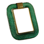 2000's Emerald Green Twisted Murano Glass and Brass Picture Frame by Barovier