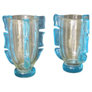 Turquoise Blue Murano Glass Vases