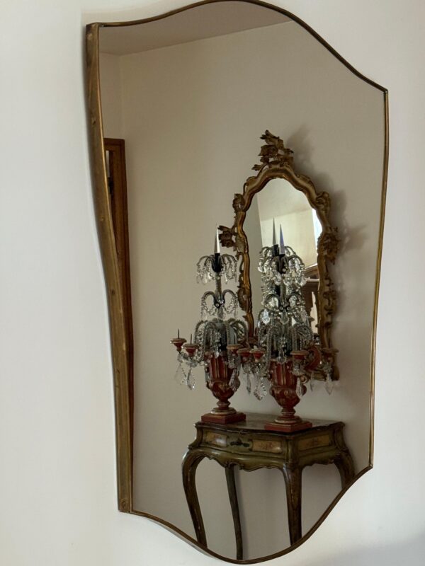 Modernist Brass Wall Mirror
