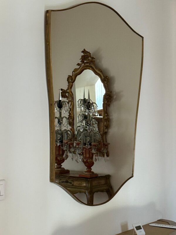 Modernist Brass Wall Mirror