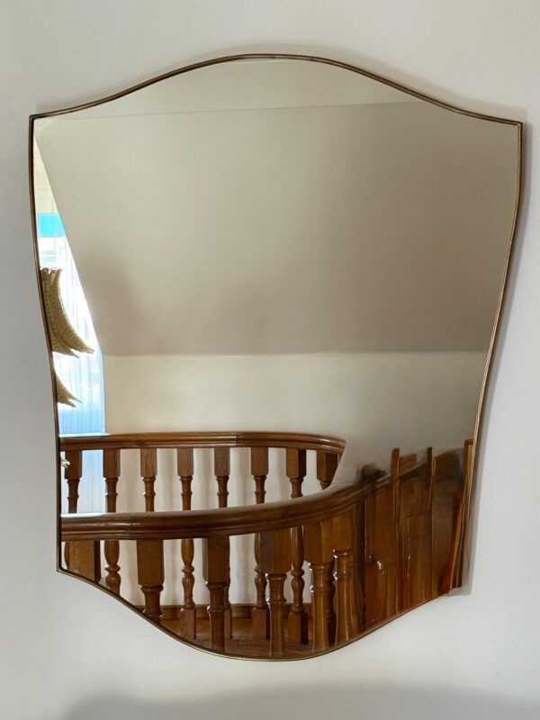 Modernist Brass Wall Mirror
